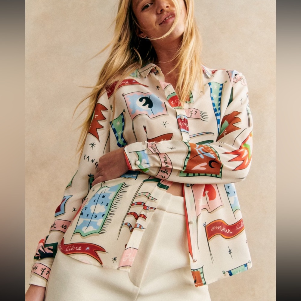 NWT Sezane x Pangea Ann Silk Shirt - Sz 10 US / 42